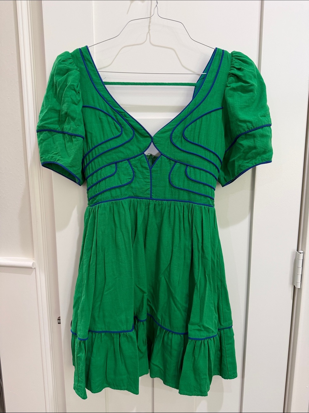 Fate Green Mini Dress with Blue Trim